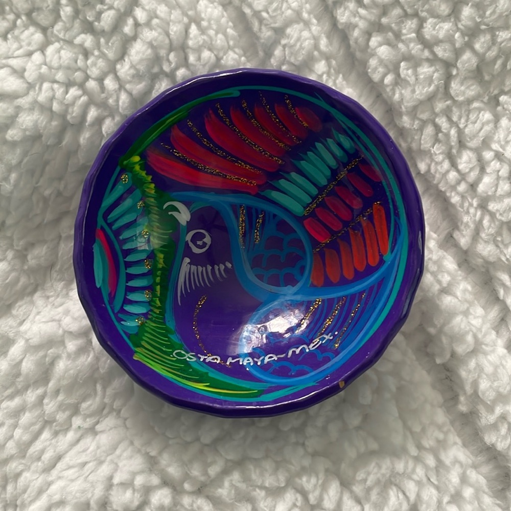 This is a handmade bowl from Costa Maya, Mexico.